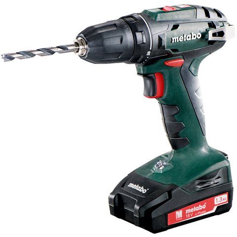 Metabo BS 18 Borrskruvdragare med 1,3Ah batterier och laddare