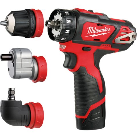 Milwaukee M12 BDDXKIT-202C Borrskruvdragare med extra chuckar, batterier och laddare